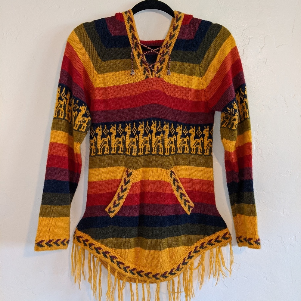 100% Alpaca Fiber Lace Up Sweater Size Small